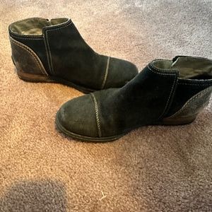 Sorel Major Low Boots Black Suede Leather Ankle US 7.5